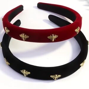 Luxury Designer Velvet Bee Headband, Plush Headband, NEW